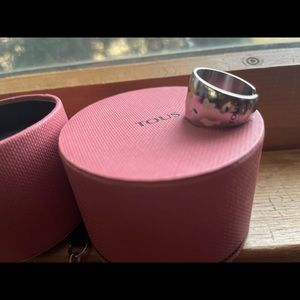 Tous Steel and Enamel Motif Power Ring.